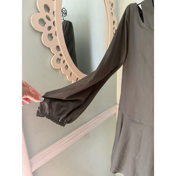 Crosby By Mollie S Burch Drop Waist Long Sleeve Green V-neck Women’s Dress - Picture 4 of 7